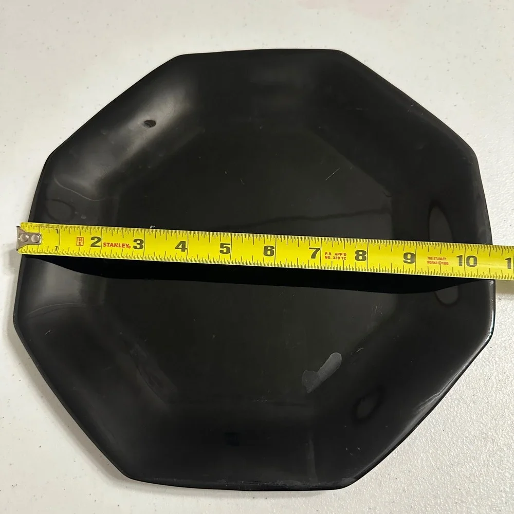 Arcoroc Arcopal Octime Octagonal Dinner Plate Black Glass Vintage France 10.5